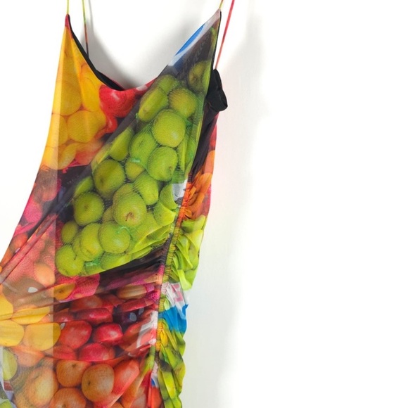 New Zara Colorful Fruit Print Backless Dress - Picture 8 of 12